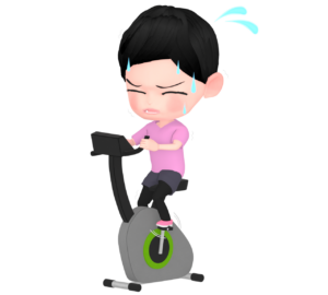 エアロバイクで負荷をかける女性のイラスト