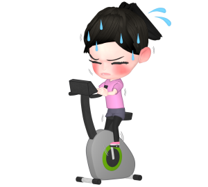 エアロバイクで負荷をかける女性のイラスト