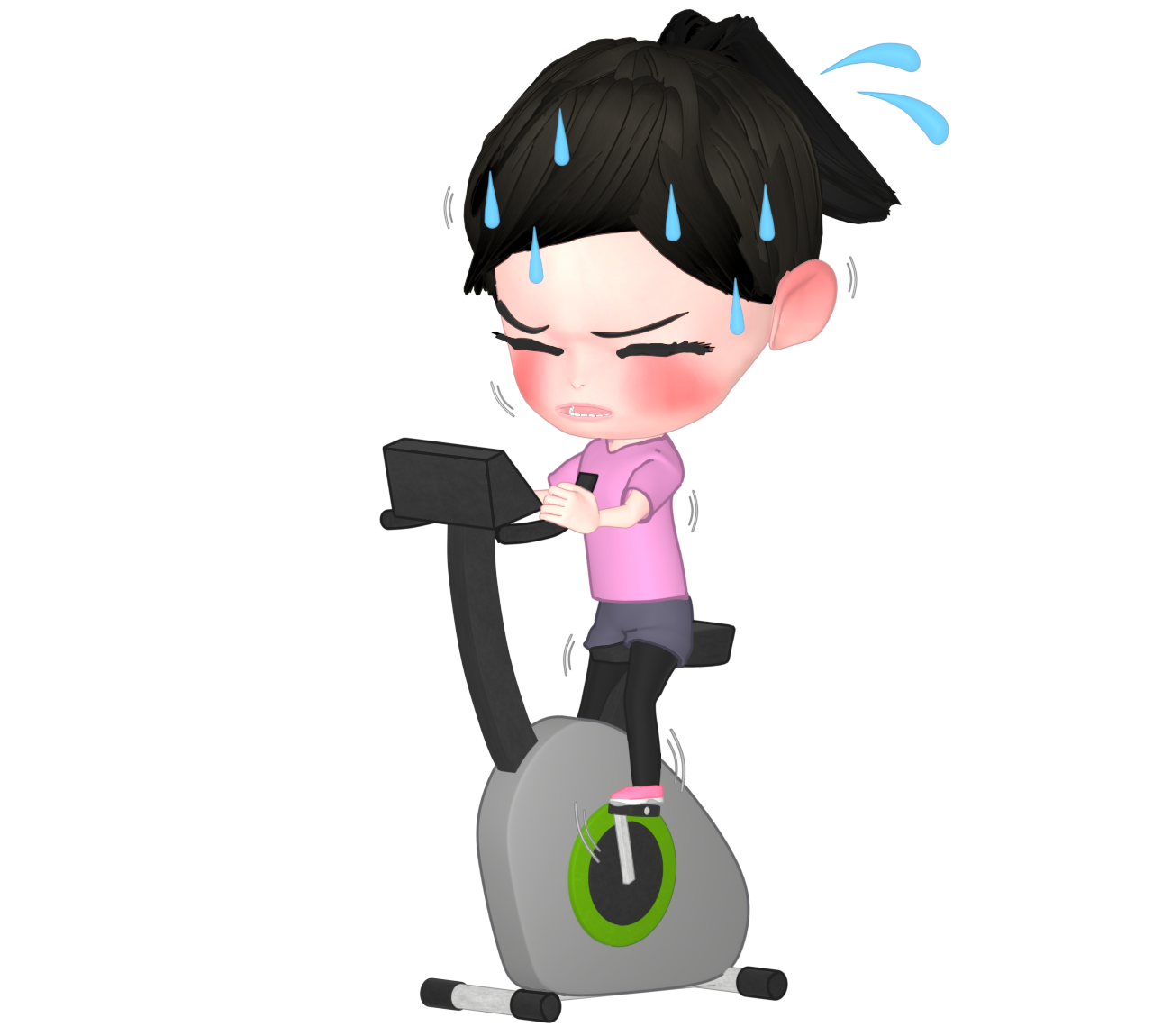 エアロバイクで負荷をかける女性のイラスト