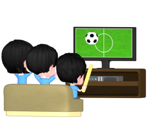家族でスポーツ観戦をするイラスト