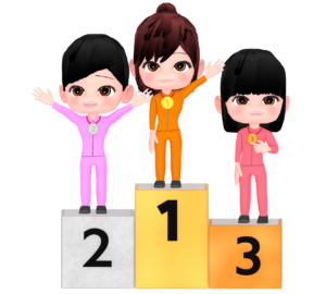 表彰台に乗る女性の選手のイラスト