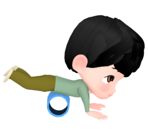 フォームローラーで筋膜リリースをする人のイラスト