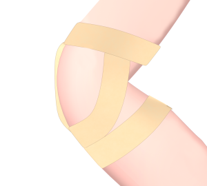 足にテーピングを巻くイラスト