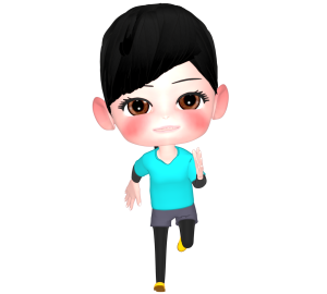 正面から見た走る女性のイラスト