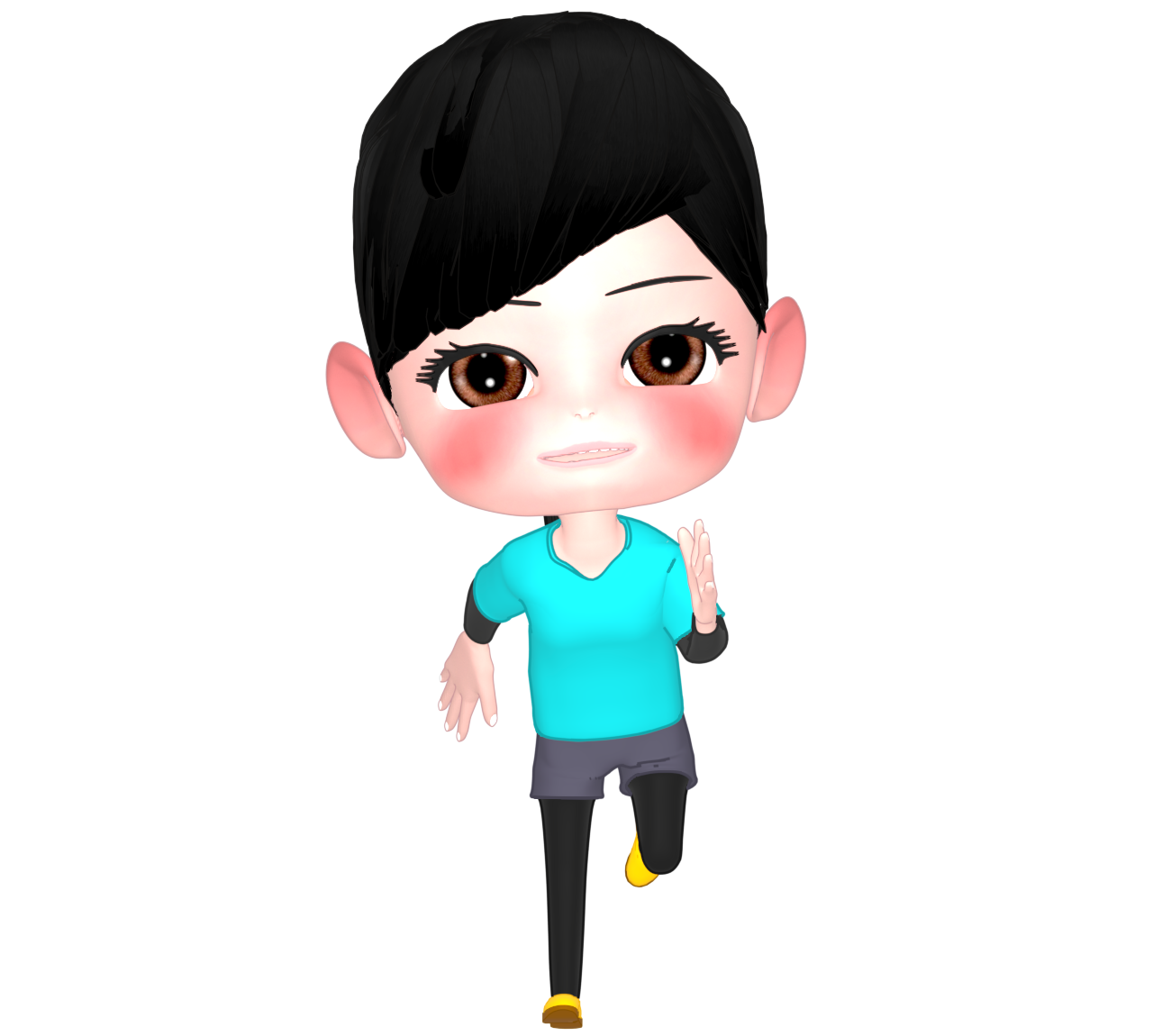 正面から見た走る女性のイラスト