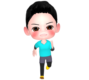 正面から見た走る男性のイラスト