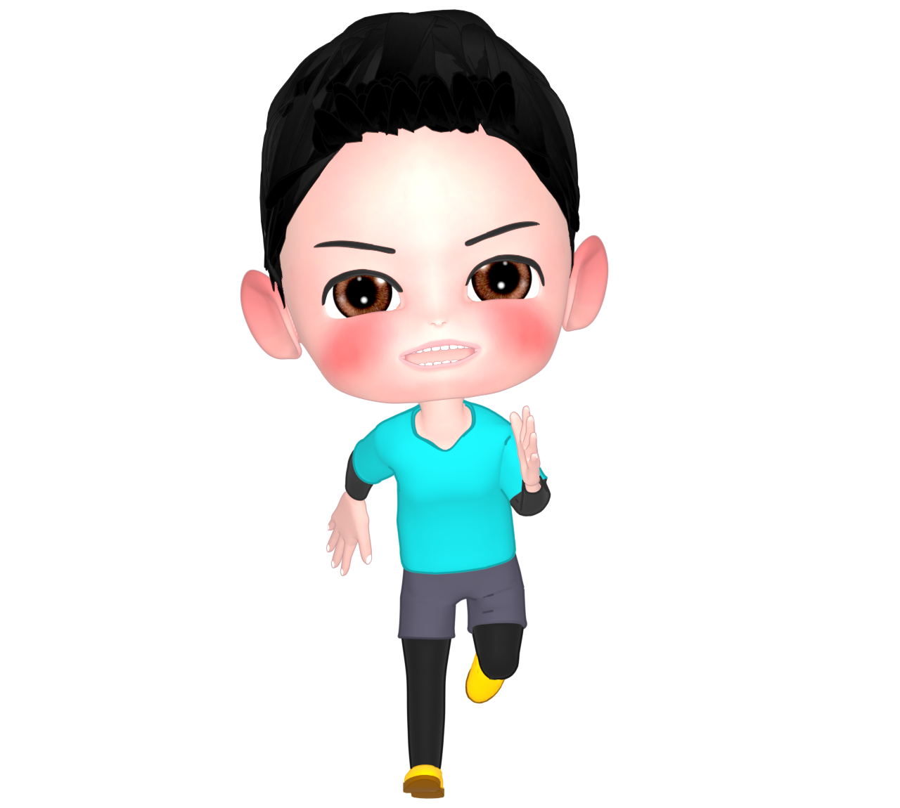 正面から見た走る男性のイラスト