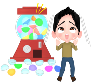 ガチャガチャでハズレた人のイラスト