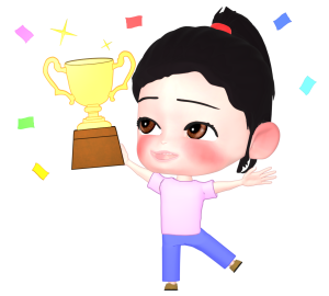 優勝カップを持つ女の子のイラスト