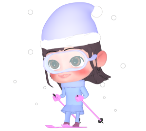 スキーをする女の子のイラスト