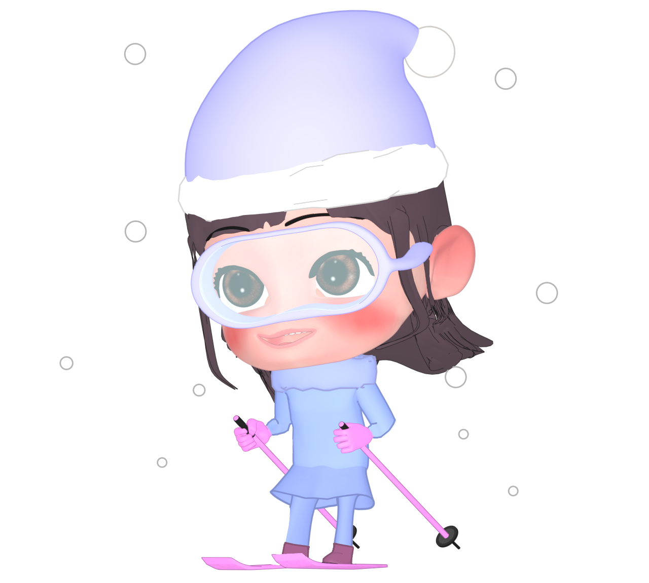 スキーをする女の子のイラスト