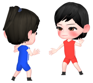 レスリングをする女子のイラスト