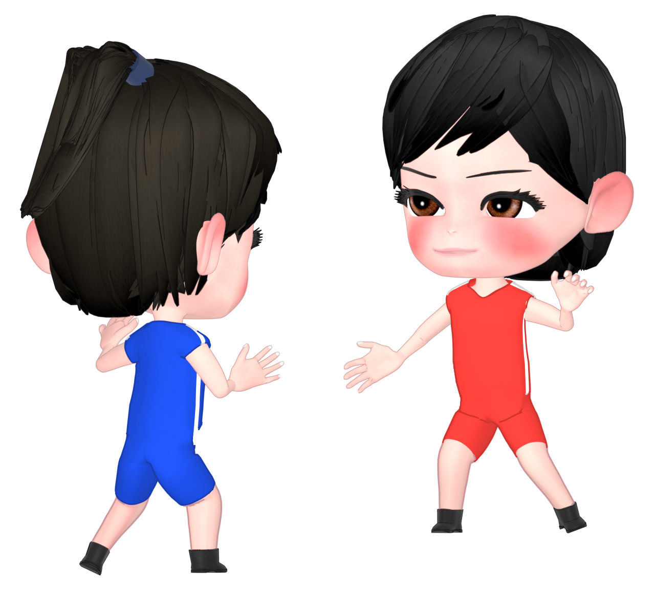 レスリングをする女子のイラスト