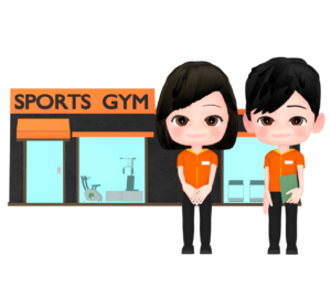 スポーツジムのスタッフのイラスト
