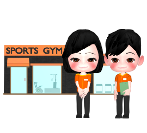 スポーツジムのスタッフのイラスト