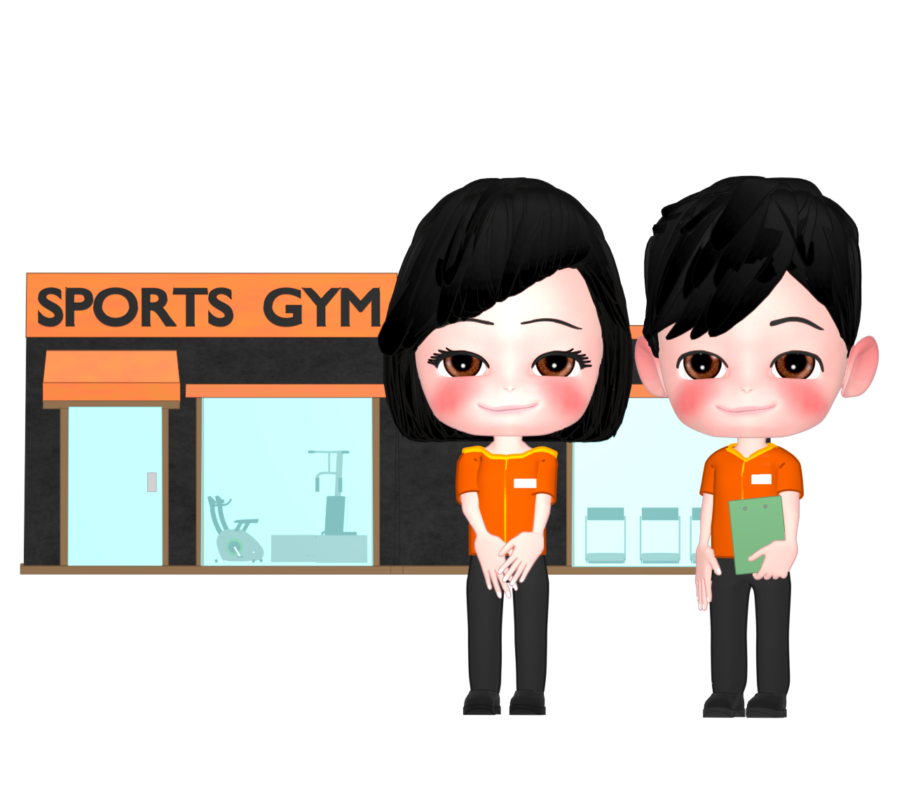 スポーツジムのスタッフのイラスト