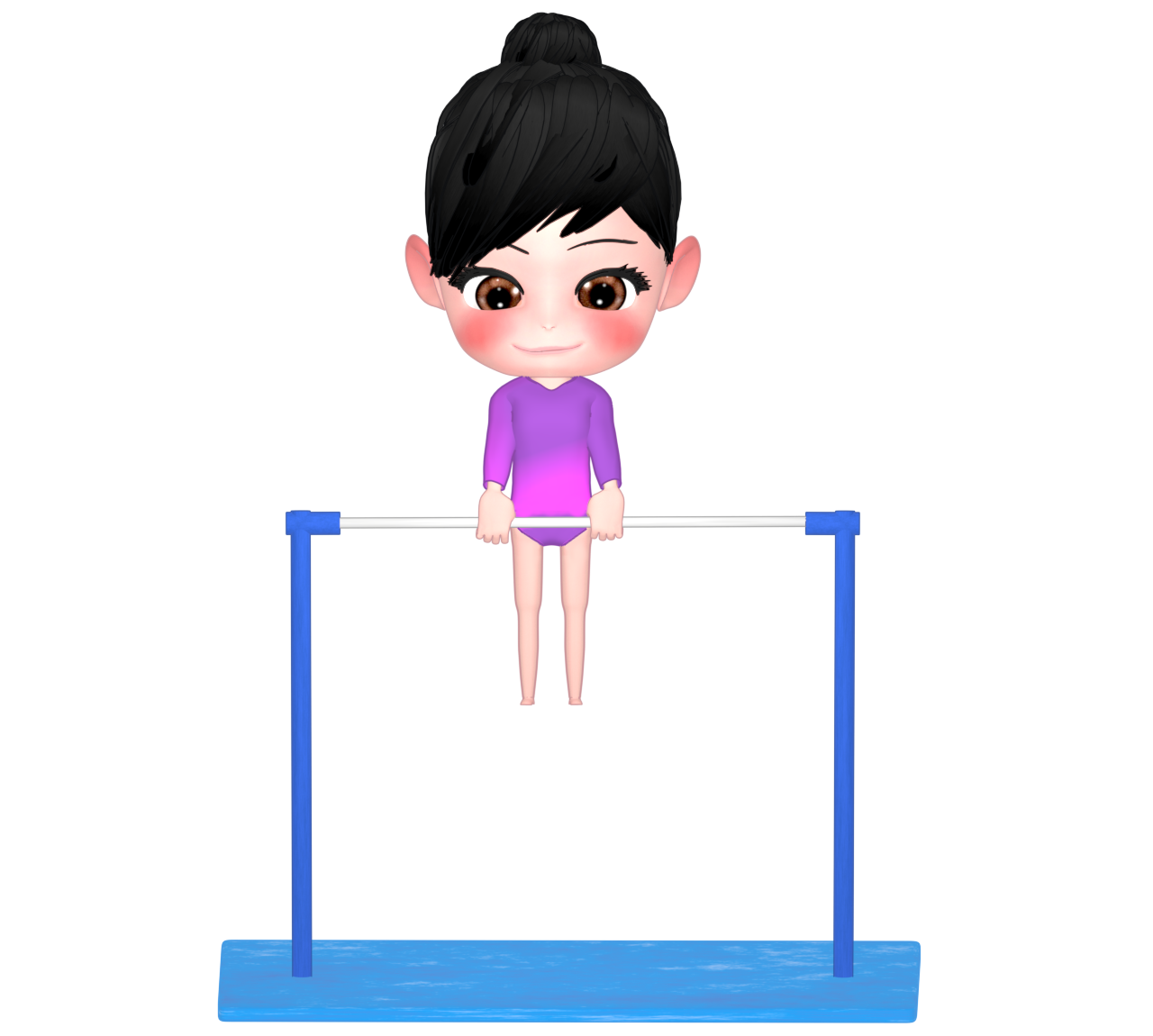 鉄棒をする女子の体操選手のイラスト