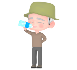 水分補給をする高齢者のイラスト