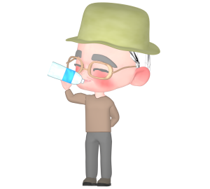 水分補給をする高齢者のイラスト