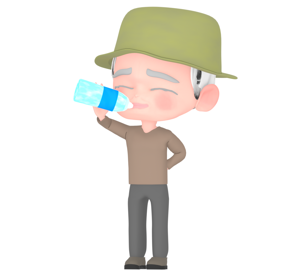 水分補給をする高齢者のイラスト