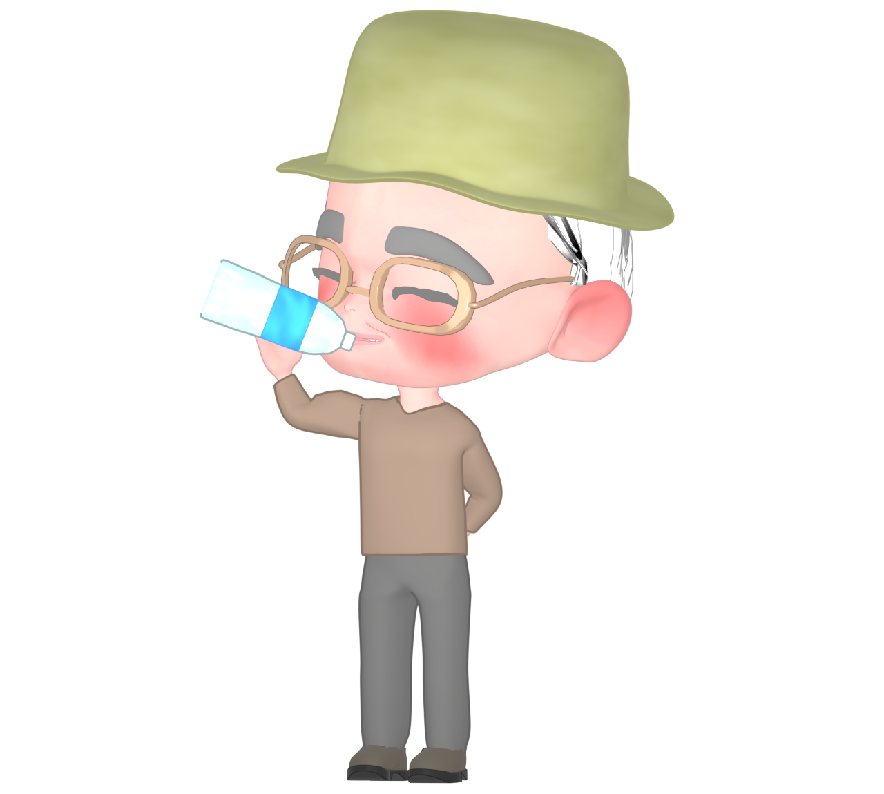 水分補給をする高齢者のイラスト