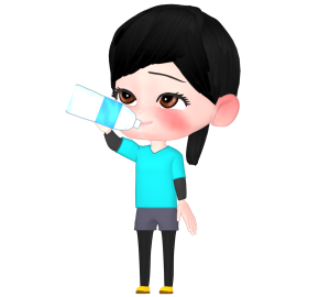 水分補給をする女性のイラスト