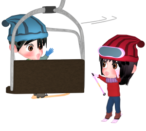 スキー リフトから降りられないイラスト