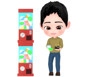 欲しいガチャガチャが当たる人のイラスト