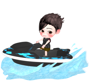ジェットスキーに乗る人のイラスト