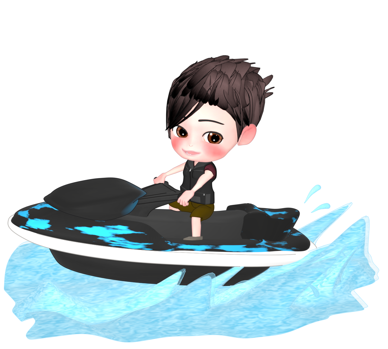 ジェットスキーに乗る人のイラスト