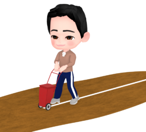 ラインカーで白線を引く男性のイラスト