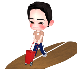 ラインカーで白線を引く男性のイラスト