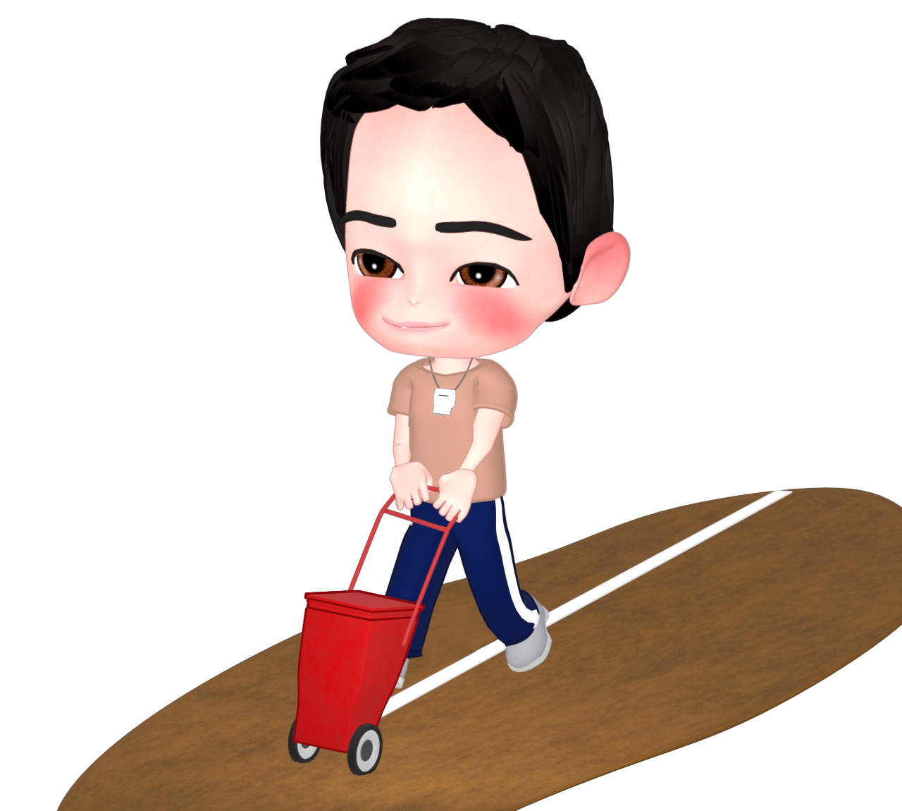 ラインカーで白線を引く男性のイラスト