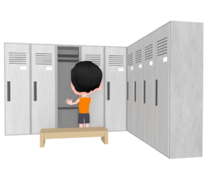 ロッカールームを開ける人のイラスト