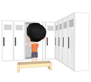 ロッカールームを開ける人のイラスト