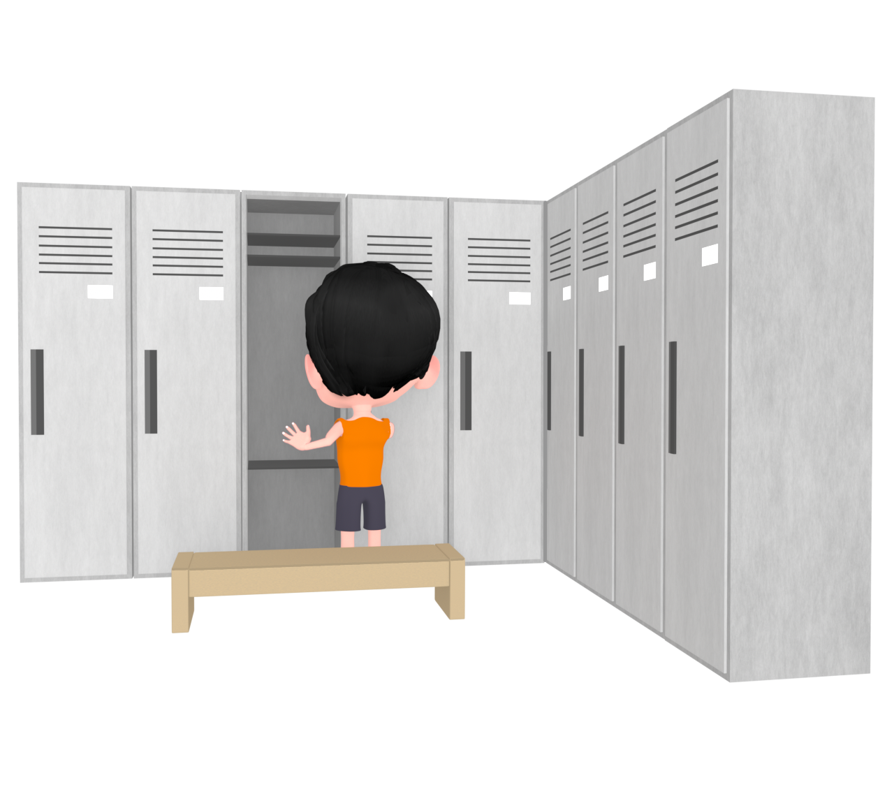 ロッカールームを開ける人のイラスト
