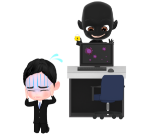 悪意のあるハッカーに攻撃された人のイラスト