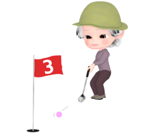 マレットゴルフを楽しむ高齢者のイラスト