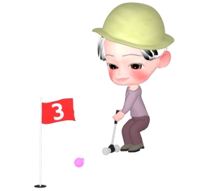 マレットゴルフを楽しむ高齢者のイラスト