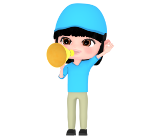 メガホンで声援を飛ばす女性のイラスト