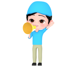 メガホンでスポーツを応援する人のイラスト