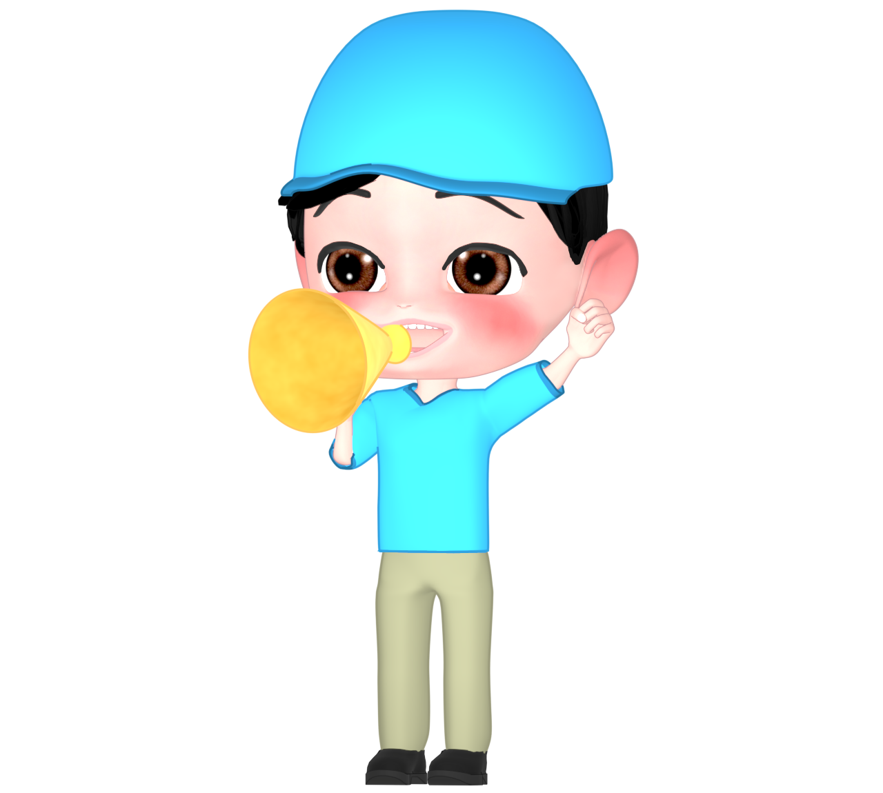 メガホンでスポーツを応援する人のイラスト