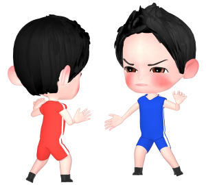 レスリングの試合をする男子のイラスト