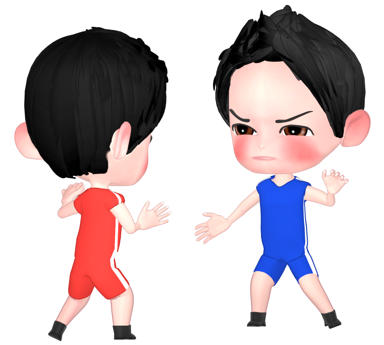 レスリングの試合をする男子のイラスト