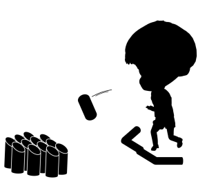 モルックをする人のシルエット