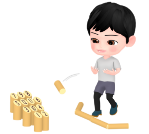 モルックを投げる人のイラスト