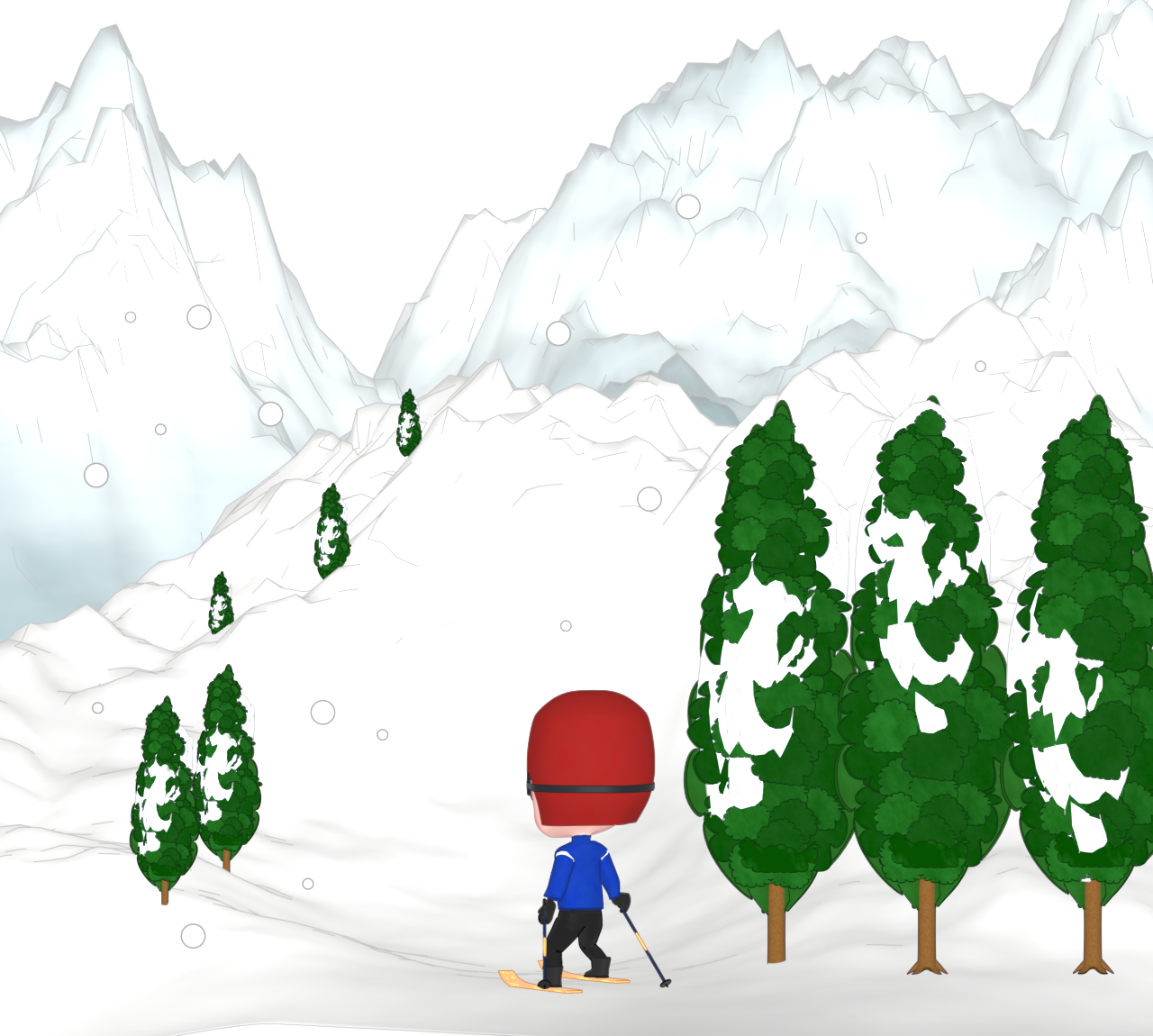 山岳スキーのイラスト