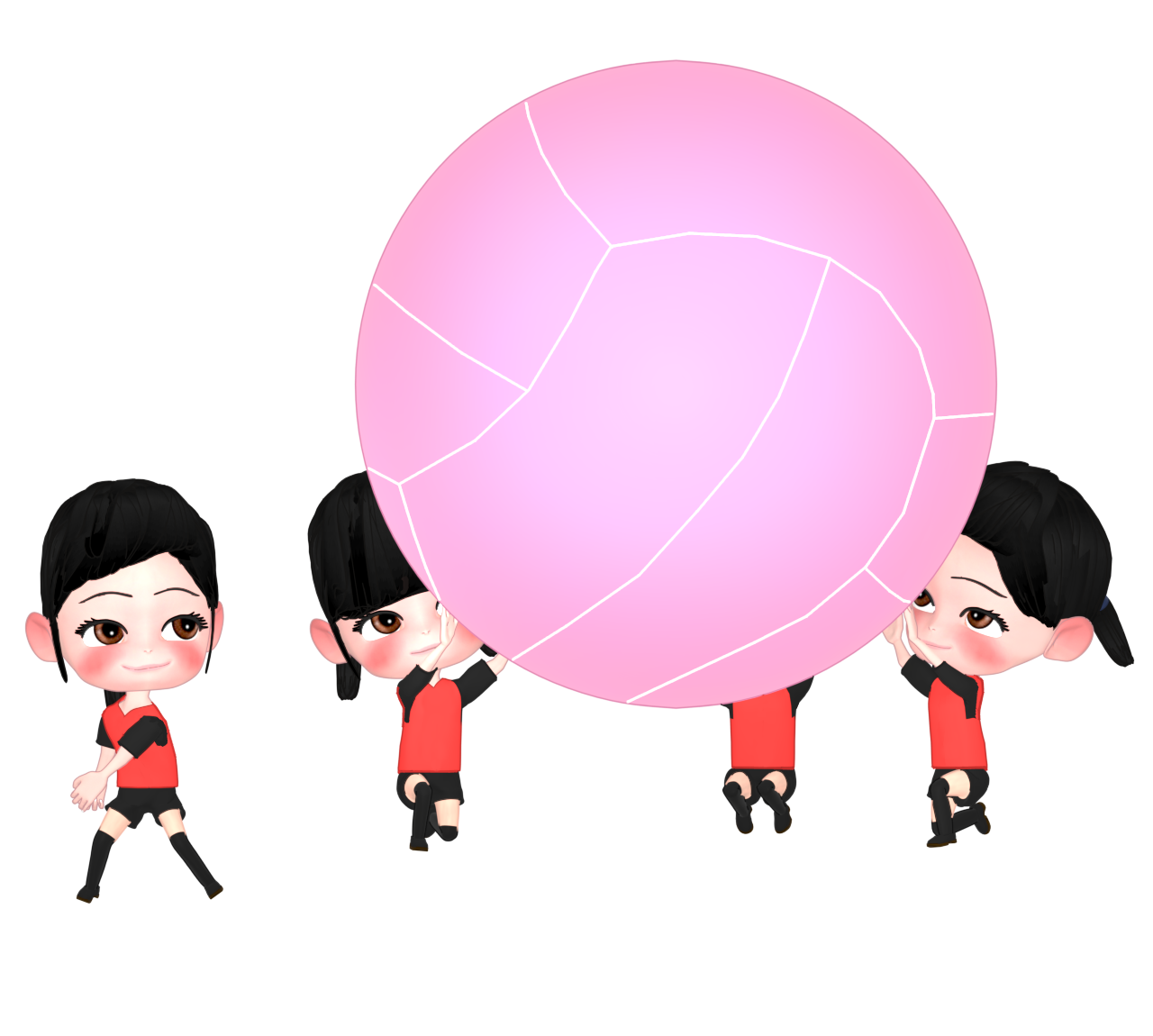 オムニキン キンボールを楽しむ女性のイラスト