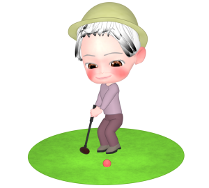 パークゴルフを楽しむ高齢者のイラスト