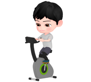 エアロバイクで運動をする人のイラスト